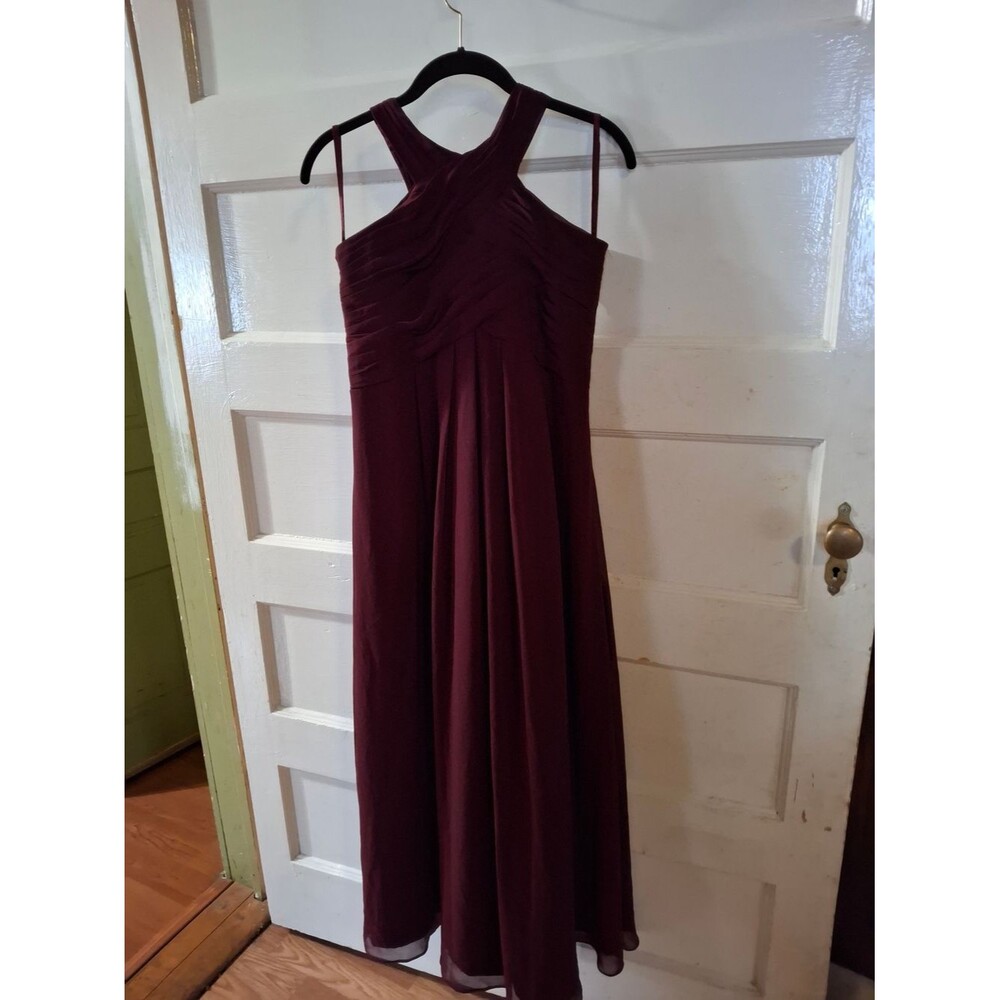 Bill Levkoff Burgundy Halter Maxi Dress